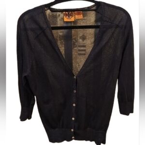 Tory Burch Midnight Black Silver Cardigan